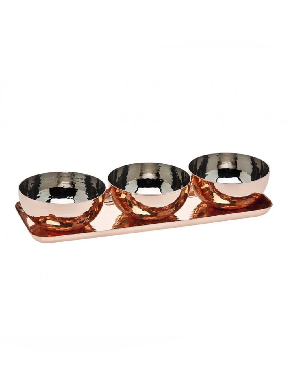 Godinger Gatherings Copper Condiment Bowl Set 3-Piece Serving Tray Set NIB